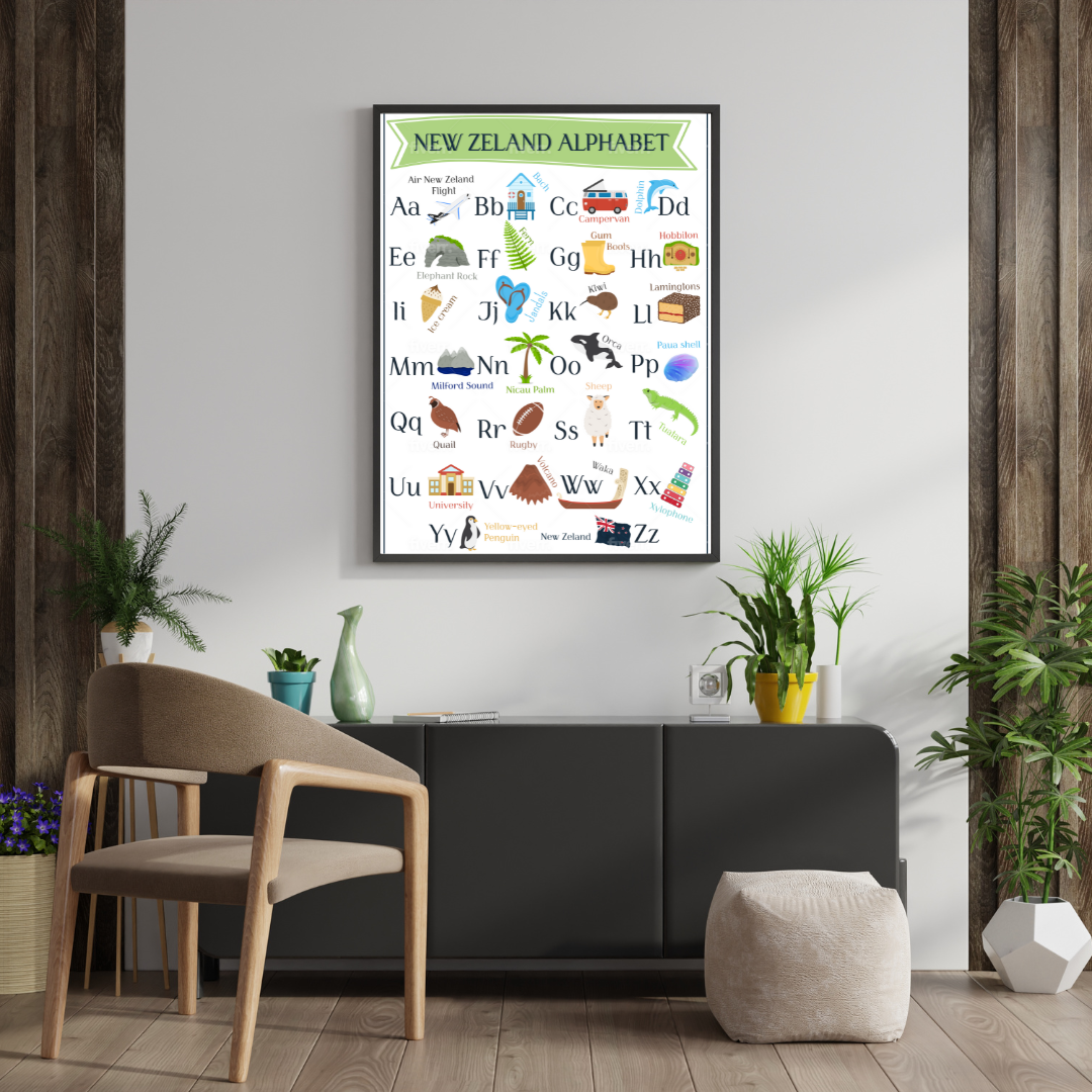 New Zealand Alphabet Print | Illustrated ABC Poster | A-Z Kiwiana Alphabet Nursery | NZ Classroom | Kiwi Kids Room | Digital Download