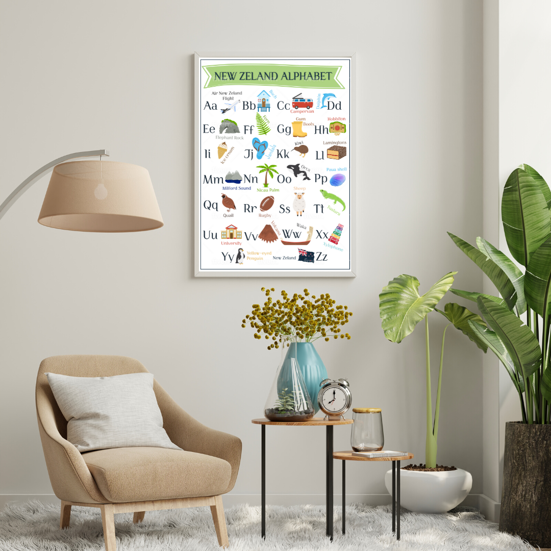 New Zealand Alphabet Print | Illustrated ABC Poster | A-Z Kiwiana Alphabet Nursery | NZ Classroom | Kiwi Kids Room | Digital Download