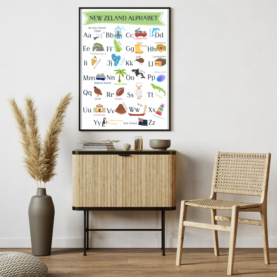New Zealand Alphabet Print | Illustrated ABC Poster | A-Z Kiwiana Alphabet Nursery | NZ Classroom | Kiwi Kids Room | Digital Download