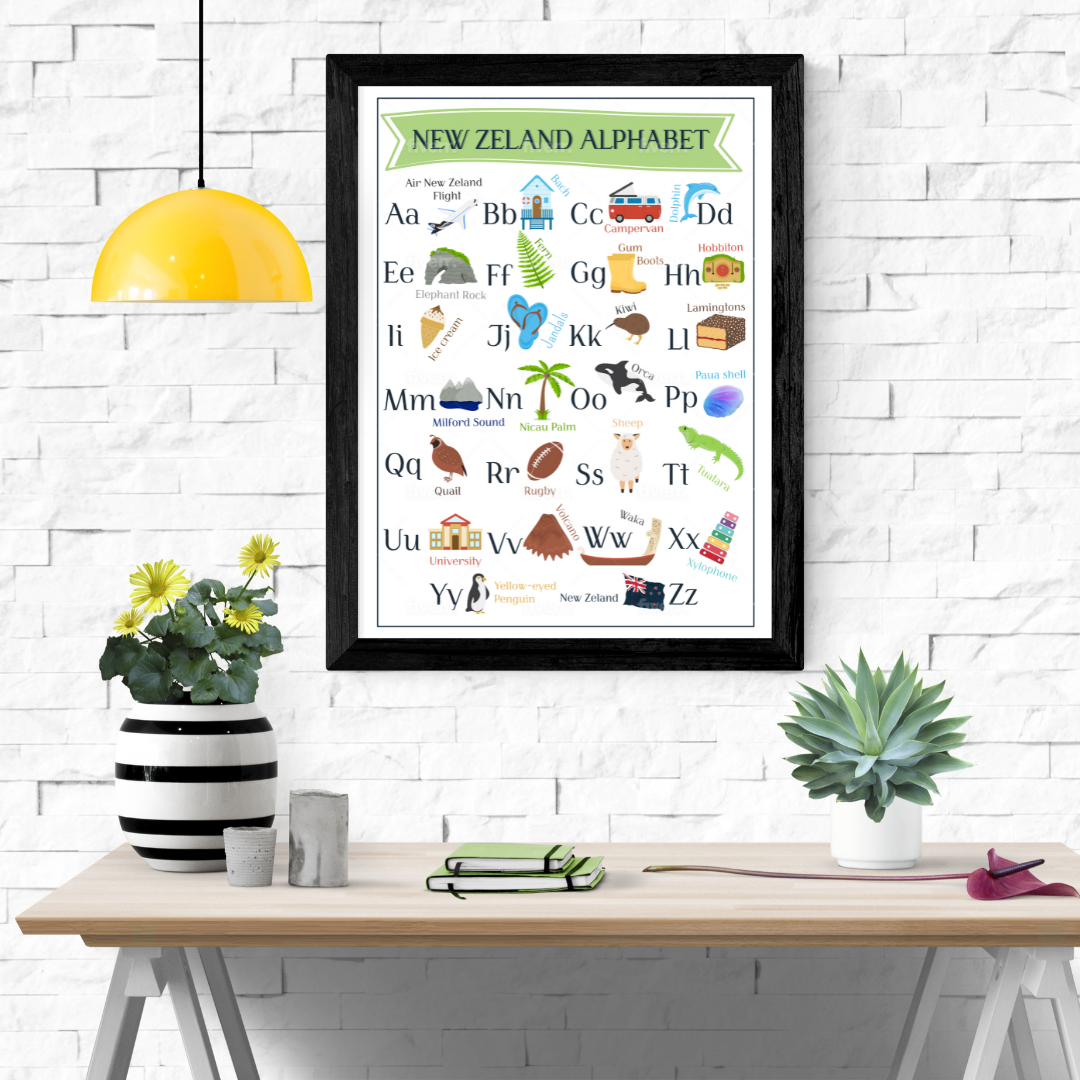 New Zealand Alphabet Print | Illustrated ABC Poster | A-Z Kiwiana Alphabet Nursery | NZ Classroom | Kiwi Kids Room | Digital Download