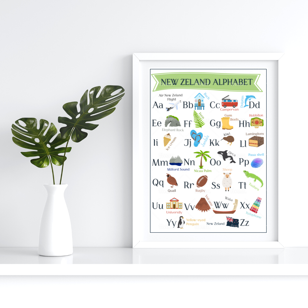 New Zealand Alphabet Print | Illustrated ABC Poster | A-Z Kiwiana Alphabet Nursery | NZ Classroom | Kiwi Kids Room | Digital Download