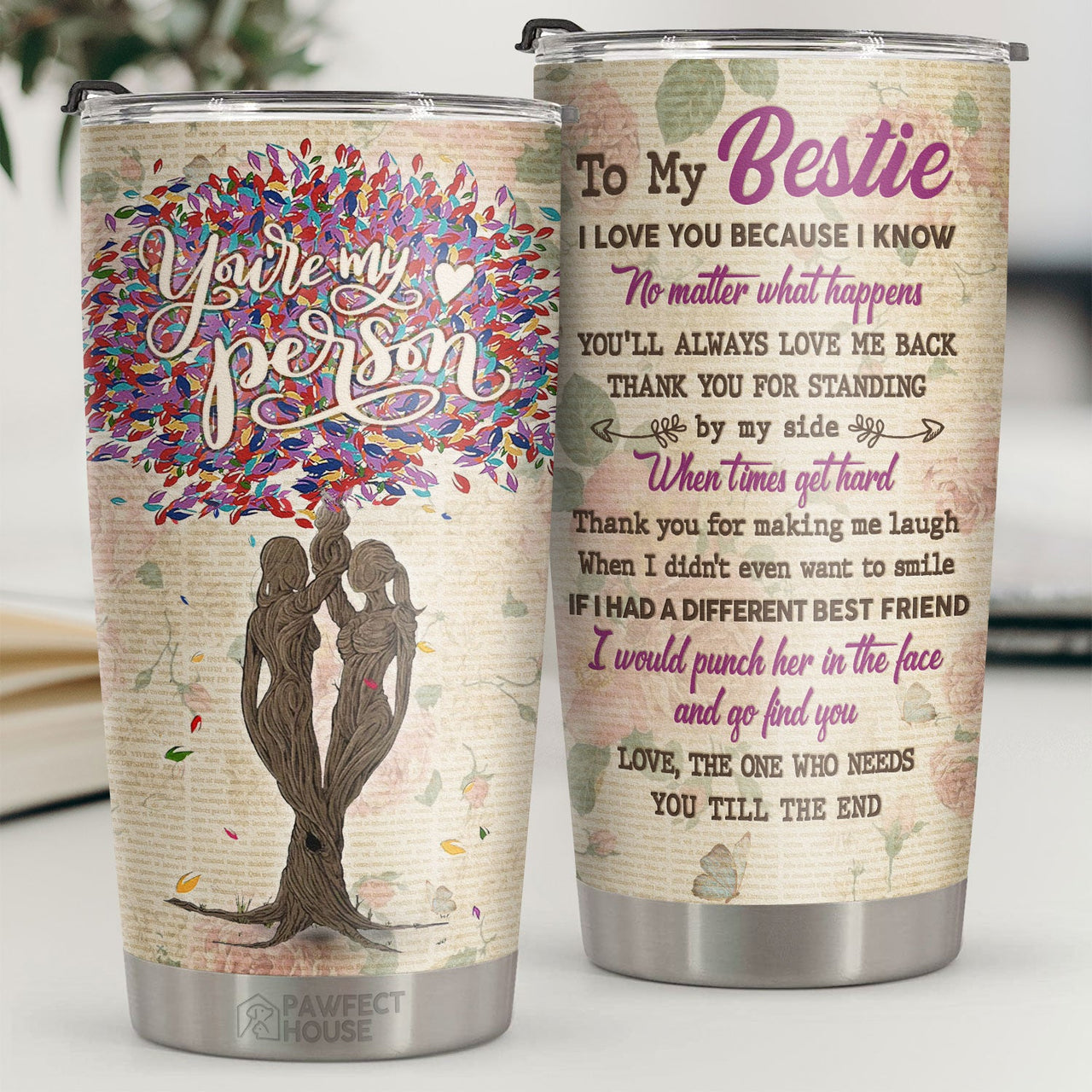 Thank You For Standing By My Side When Times Get Hard - Tumbler - To My Bestie, Gift For Bestie, Best Friend, Sister, Birthday Gift For Bestie And Friend