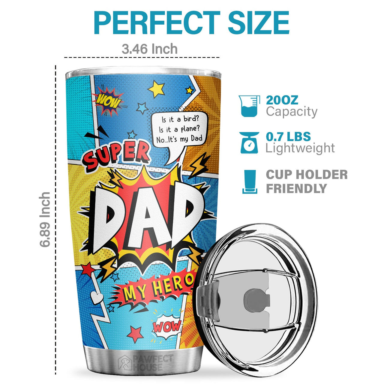 Super Dad My Hero, No.1 Dad Nutrition Facts - Tumbler - To My Dad, Gift For Dad, Dad Gift From Daughter And Son, Birthday Gift For Dad