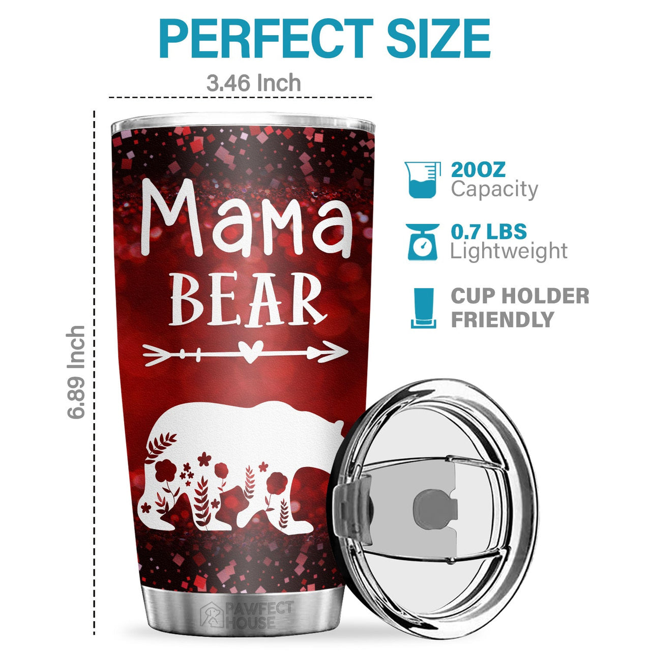 Mama Bear, Mom Nutrition Facts - Tumbler - Christmas Gift For Family, Couple, Friends, Christmas Decoration, Holiday Gift