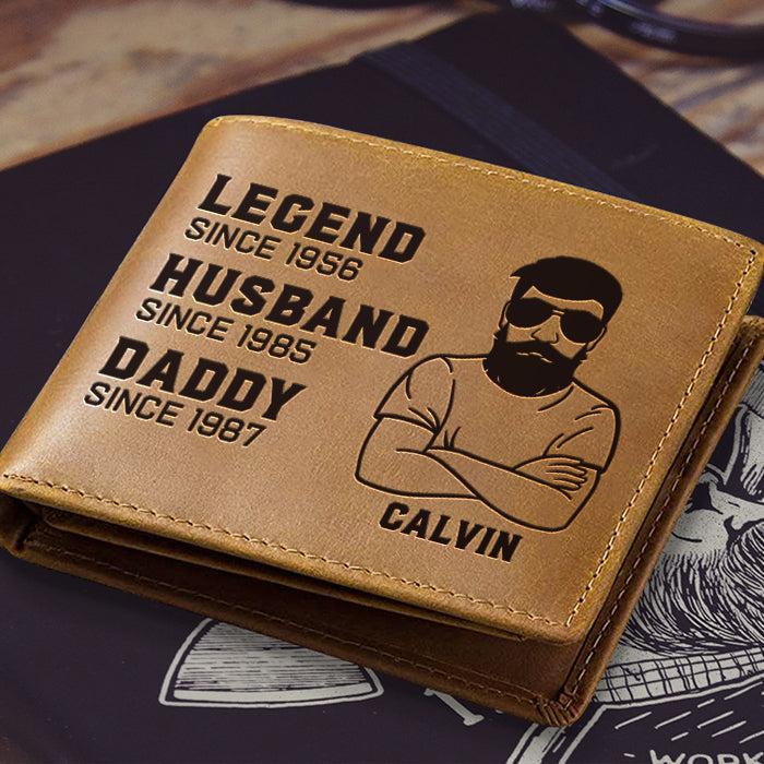 Legend, Husband, Daddy - Personalized Bifold Wallet - Gift For Dad, Grandpa