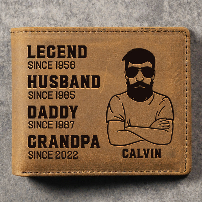 Legend, Husband, Daddy - Personalized Bifold Wallet - Gift For Dad, Grandpa