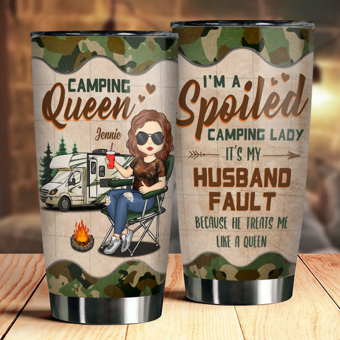 Spoiled Camping Lady - Personalized Tumbler - Gift For Camping Lovers