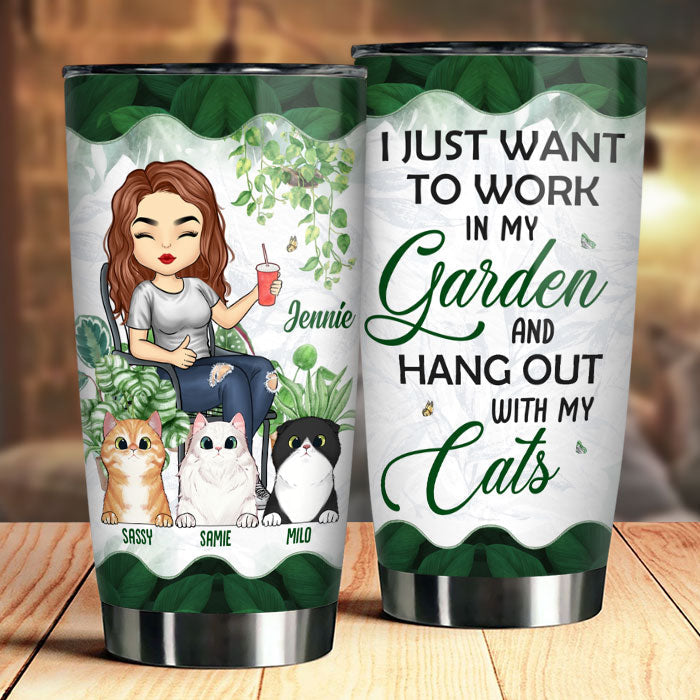 Hang Out With Cats - Personalized Tumbler - Gift For Gardening Lovers