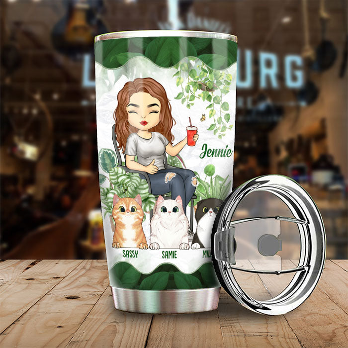 Hang Out With Cats - Personalized Tumbler - Gift For Gardening Lovers