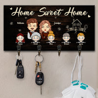 Thumbnail for There Is No Place Happier Than Our Home - Personalized Key Hanger, Key Holder - Gift For Couples, Husband Wife