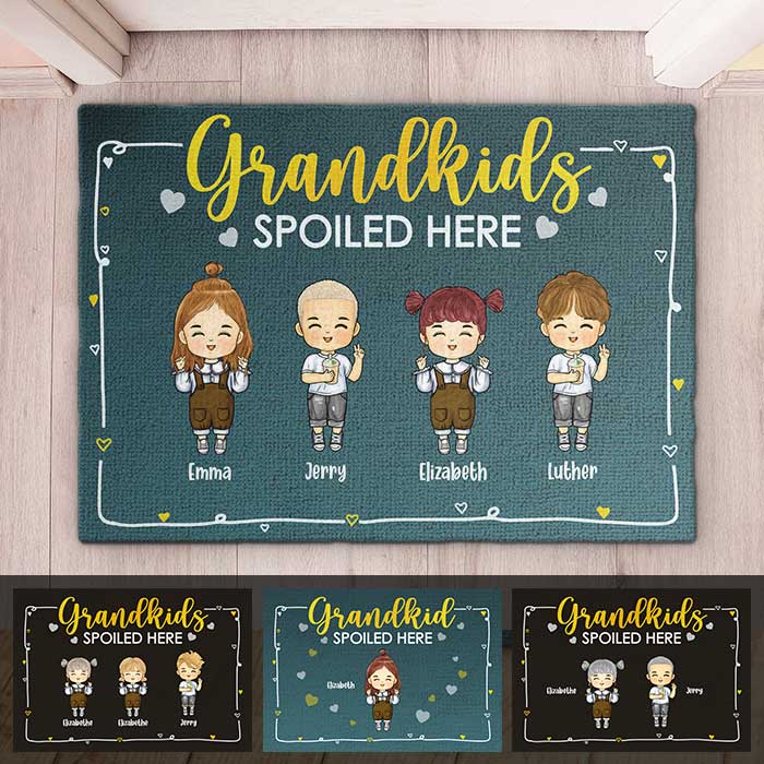 Grandkids Spoiled Here - Personalized Decorative Mat - Gift For Couples, Husband Wife