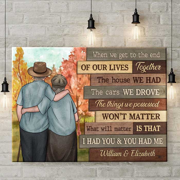 At The End Of Our Lives - Personalized Horizontal Canvas - Gift For Couples, Husband Wife