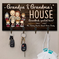 Thumbnail for Grandpa & Grandma's House - Grandkids Spoiled Here - Personalized Key Hanger, Key Holder - Gift For Couples, Husband Wife