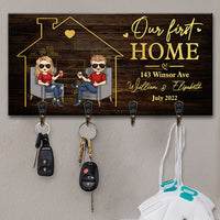 Thumbnail for We Are Enjoying Life In Our First Home - Personalized Key Hanger, Key Holder - Anniversary Gifts, Gift For Couples, Husband Wife