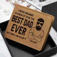 Thumbnail for Best Dad Ever - Personalized Bifold Wallet - Gift For Dad