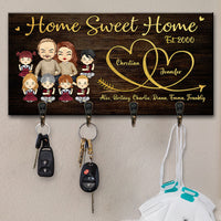 Thumbnail for There Is No Place Merrier Than This Home - Personalized Key Hanger, Key Holder - Gift For Couples, Husband Wife