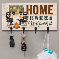 Thumbnail for Home Is Where We Part It - Personalized Key Hanger, Key Holder - Gift For Camping Couples, Husband Wife