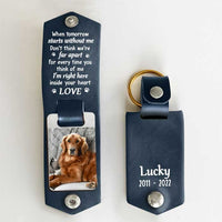 Thumbnail for Don't Think We're Far Apart - Personalized PU Leather Keychain - Upload Image, Memorial Gift, Sympathy Gift