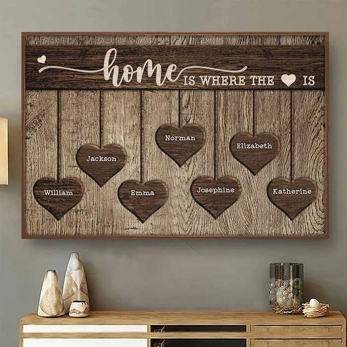 Home Is Where The Heart Is - Personalized Horizontal Poster - Gift For Couples, Husband Wife