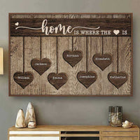 Thumbnail for Home Is Where The Heart Is - Personalized Horizontal Poster - Gift For Couples, Husband Wife