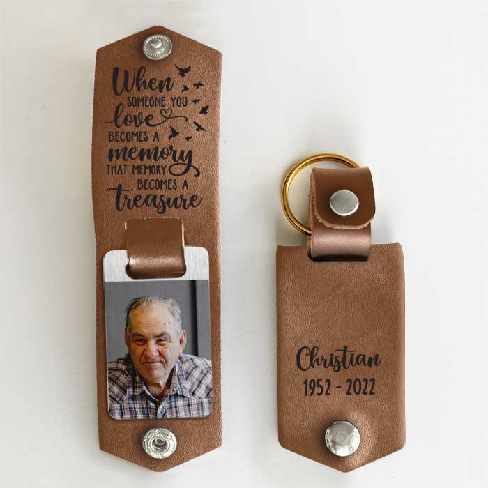 Faux Leather Keyring - Memory Becomes Treasure - Personalised Gifts NZ