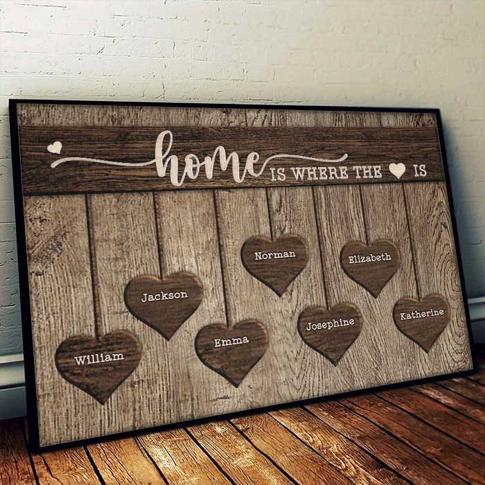 Home Is Where The Heart Is - Personalized Horizontal Poster - Gift For Couples, Husband Wife