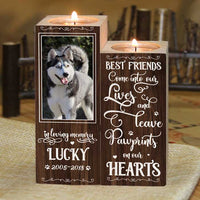 Thumbnail for Leaving Pawprints On Our Hearts - Personalized Candle Holder - Upload Image, Memorial Gift, Sympathy Gift