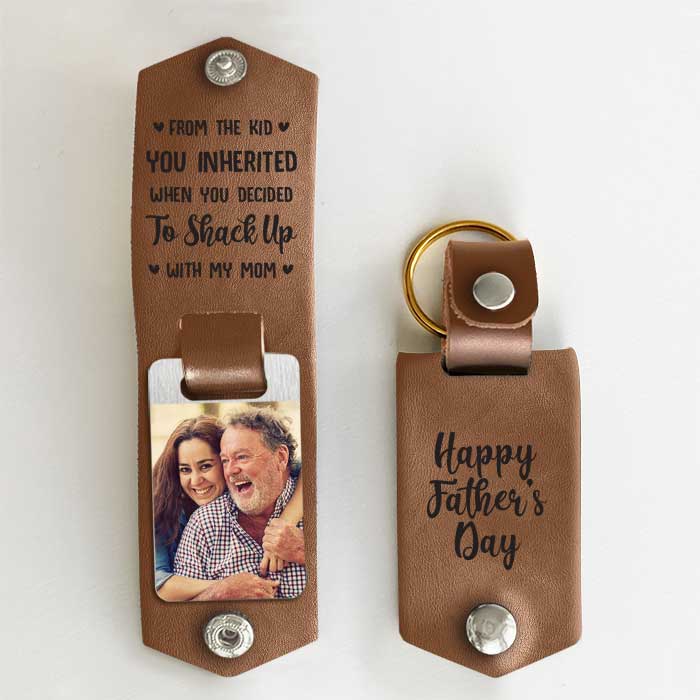 You Shacked Up With My Mom - Personalized PU Leather Keychain - Upload Image, Gift For Father's Day