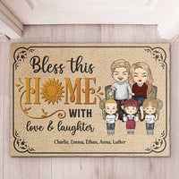 Thumbnail for Bless This Home With Love & Laughter - Personalized Decorative Mat - Anniversary Gifts, Gift For Couples, Husband Wife