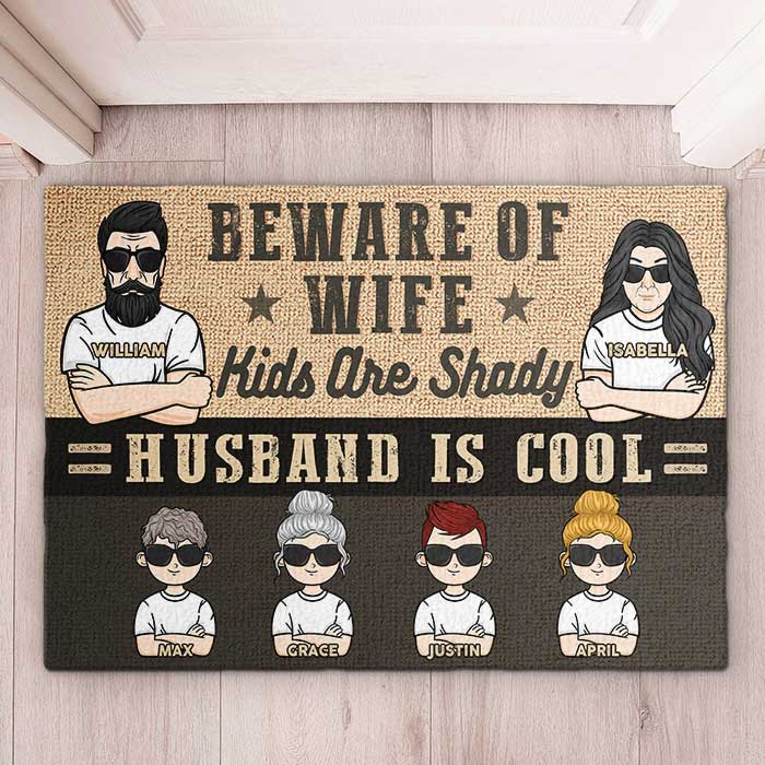 Beware Of Wife - Personalized Decorative Mat - Gift For Couples, Husband Wife