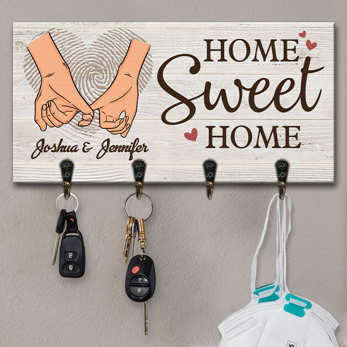 There Is No Place Like Home - Personalized Key Hanger, Key Holder - Anniversary Gifts, Gift For Couples, Husband Wife