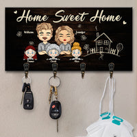 Thumbnail for There Is No Place Happier Than Our Home - Personalized Key Hanger, Key Holder - Gift For Couples, Husband Wife