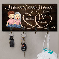 Thumbnail for There Is No Place More Delightful Than Home - Personalized Key Hanger, Key Holder - Anniversary Gifts, Gift For Couples, Husband Wife