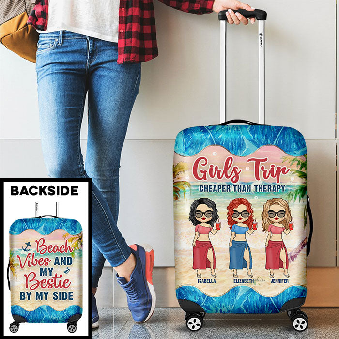 Beach Vibes And My Bestie By My Side - Personalized Luggage Cover