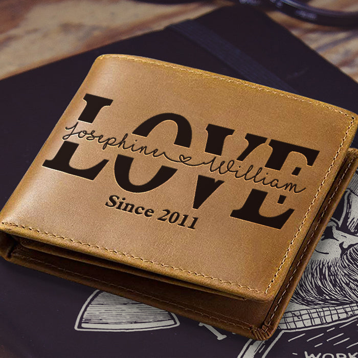 Love You Forever - Personalized Bifold Wallet - Gift For Couples, Husband Wife