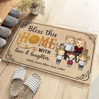 Thumbnail for Bless This Home With Love & Laughter - Personalized Decorative Mat - Anniversary Gifts, Gift For Couples, Husband Wife