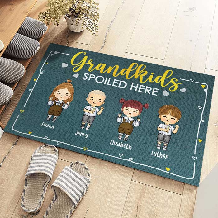 Grandkids Spoiled Here - Personalized Decorative Mat - Gift For Couples, Husband Wife