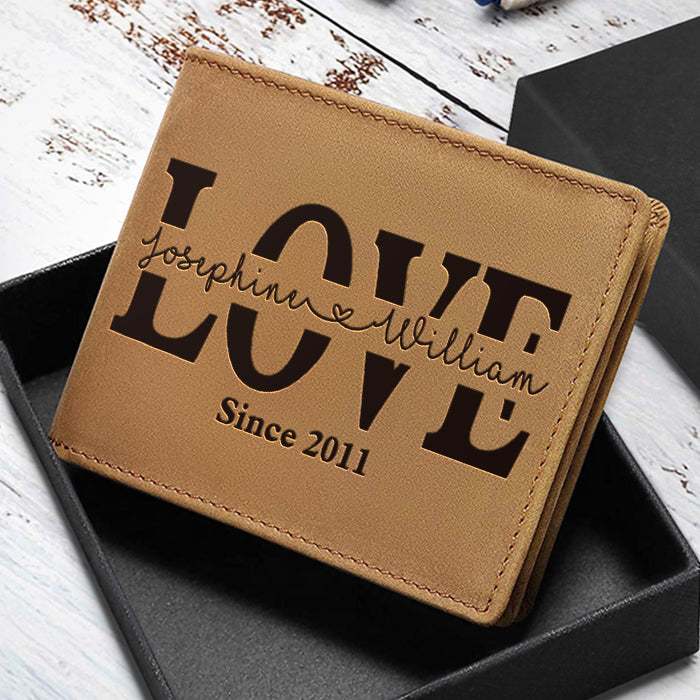 Love You Forever - Personalized Bifold Wallet - Gift For Couples, Husband Wife