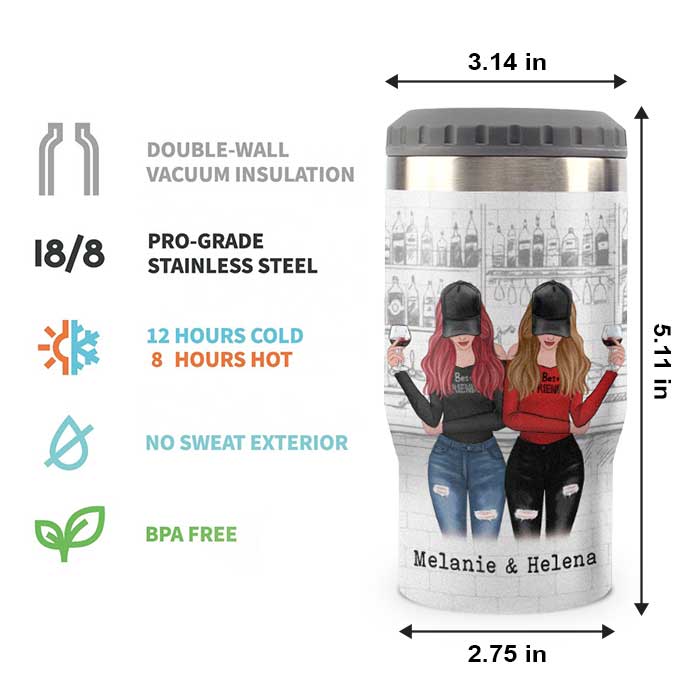 Friends & Alcohol - Personalized Can Cooler - Gift For Bestie