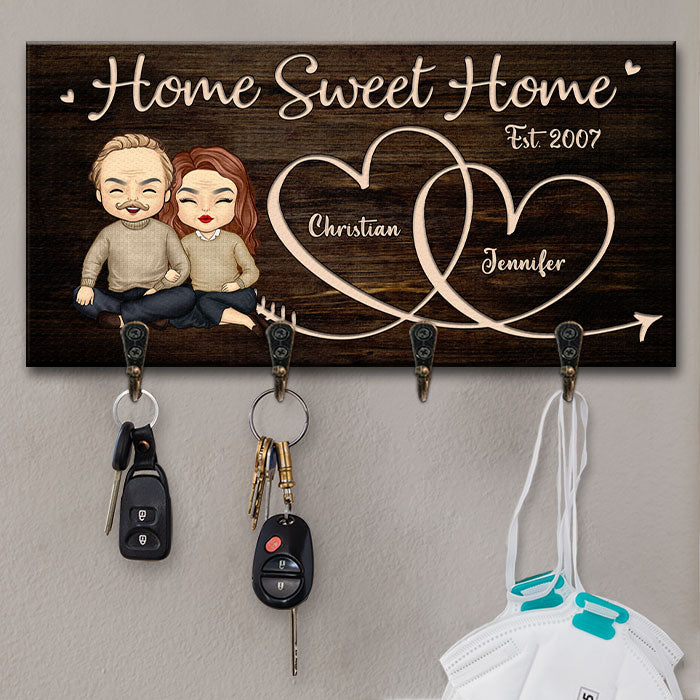 There Is No Place More Delightful Than Home - Personalized Key Hanger, Key Holder - Anniversary Gifts, Gift For Couples, Husband Wife