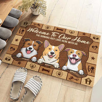 Thumbnail for The Humans Love Here With Us - Personalized Decorative Mat - Gift For Pet Lovers