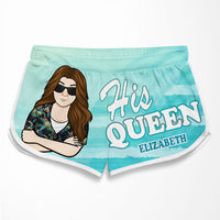 Thumbnail for Her King & His Queen - Personalized Couple Beach Shorts - Gift For Couples, Husband Wife