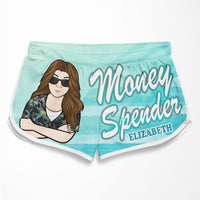 Thumbnail for Money Maker Money Spender - Personalized Couple Beach Shorts - Gift For Couples, Husband Wife