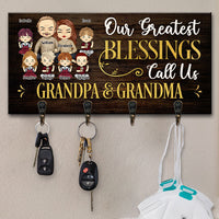 Thumbnail for Our Greatest Blessings Call Us Grandparents - Personalized Key Hanger, Key Holder - Gift For Couples, Husband Wife