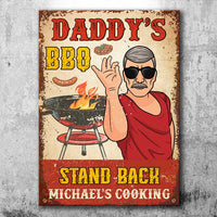 Thumbnail for Daddy BBQ Stand Back - Gift For Dad, Grandpa - Personalized Metal Sign