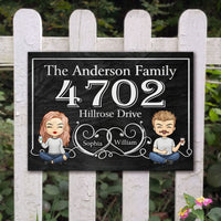 Thumbnail for Couple Metal House Address Sign - Gift For Couples, Husband Wife - Personalized Metal Sign