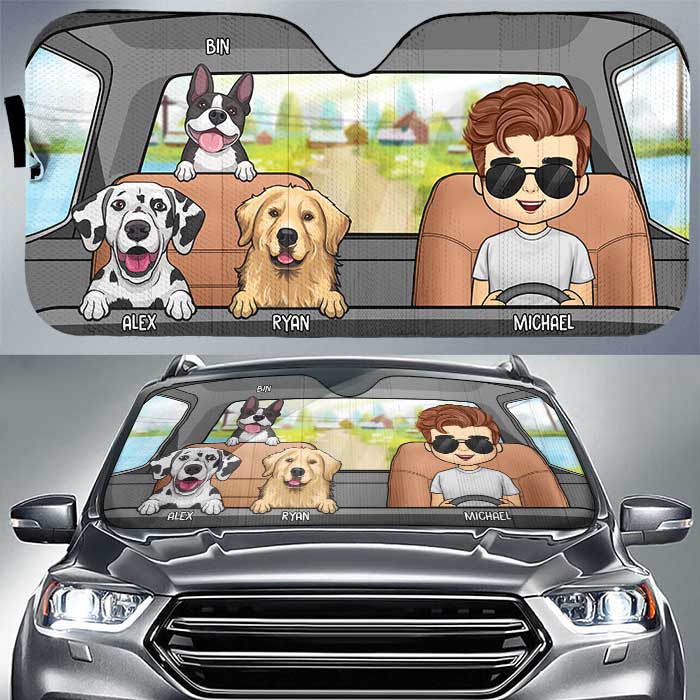 Me & My Beloved Dogs - Personalized Auto Sunshade - Gift For Pet Lovers