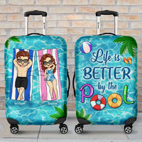 Thumbnail for Life Is Better By The Pool - Gift For Couples, Husband Wife - Personalized Luggage Cover