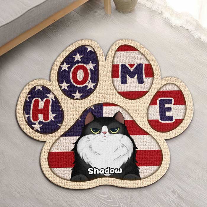 Home Is Where The Cat Is - Personalized Shaped Decorative Mat - Gift For Pet Lovers