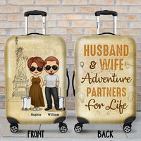 Thumbnail for Husband & Wife Adventure Partners For Life - Gift For Couples, Husband Wife - Personalized Luggage Cover